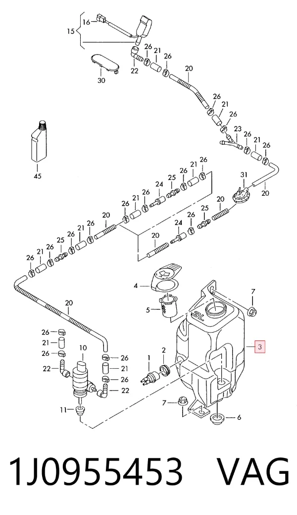 Zbiorniczek spryskiwacza szyb 1J0955453 VAG