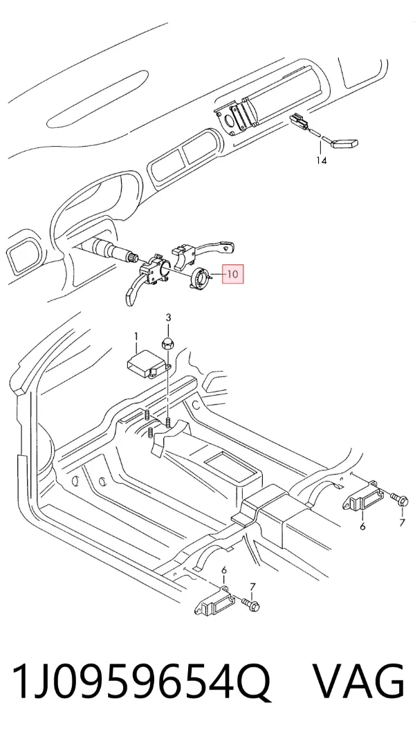 Pierścień kontaktowy AIRBAG, taśma kierownicy 1J0959654Q VAG