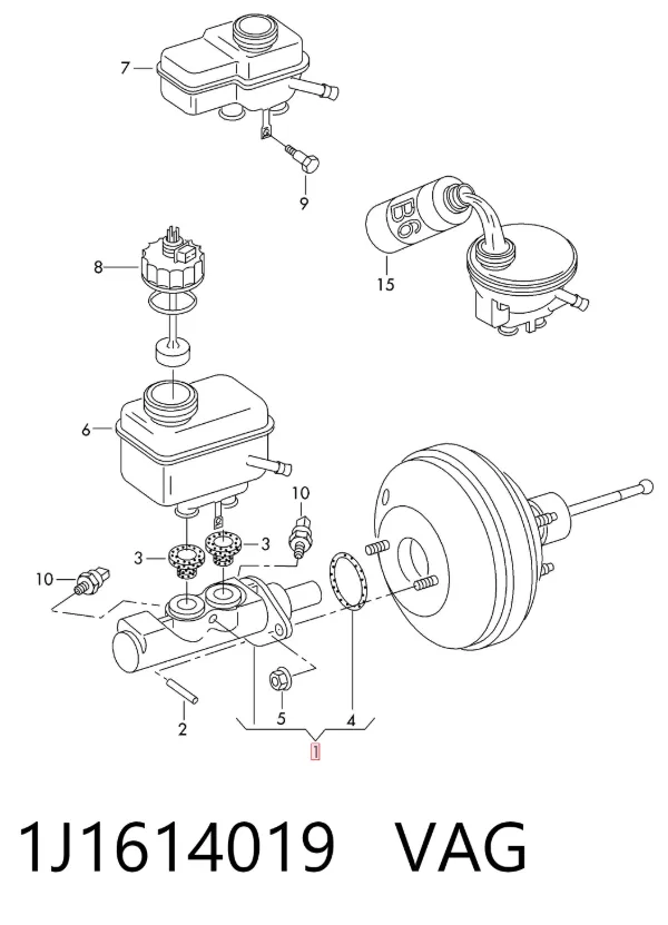 Główny cylinder hamulców 1J1614019 VAG