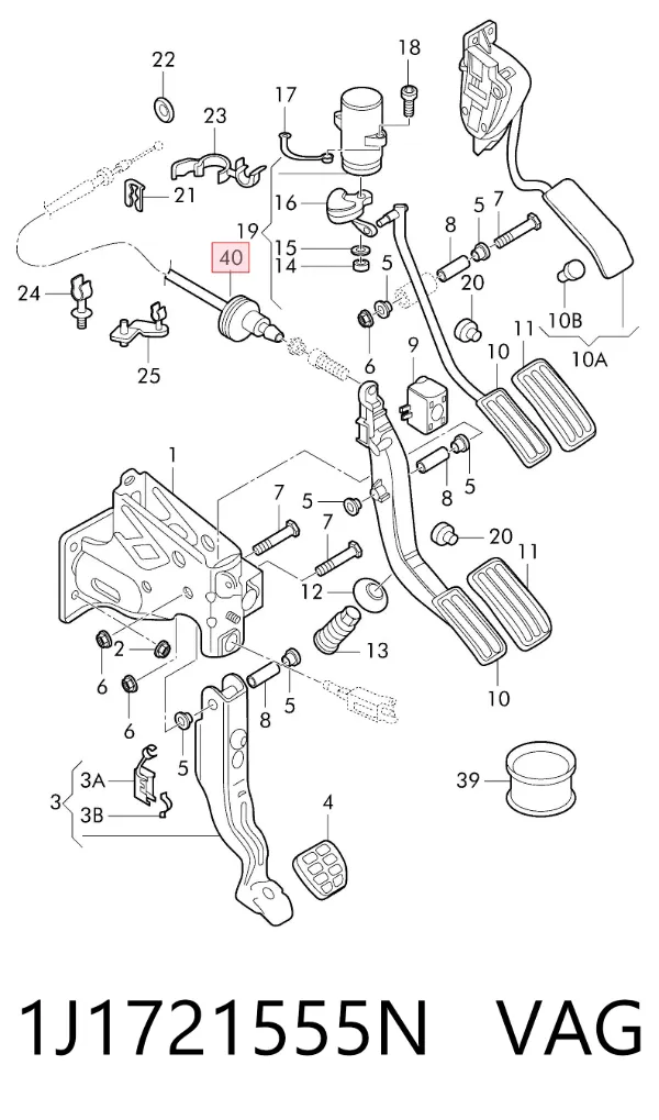 Linka gazu 1J1721555N VAG
