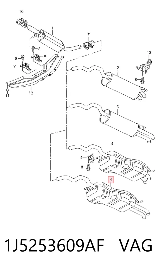 Tłumik, tylna część 1J5253609AF VAG