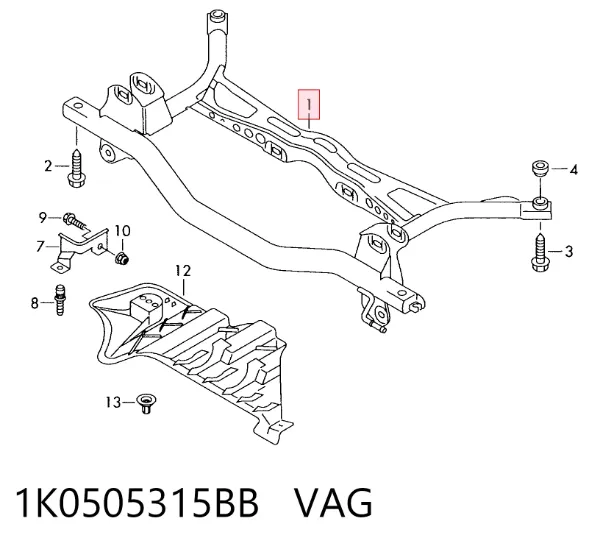 Korpus osi tylnej 1K0505315BB VAG