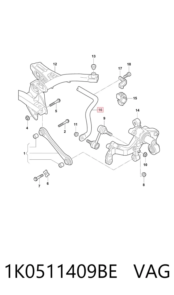 Stabilizator tylny 1K0511409BE VAG