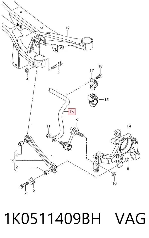 Stabilizator tylny 1K0511409BH VAG