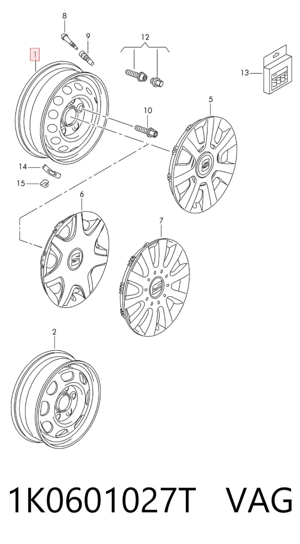 Felgi stalowe (kute) 1K0601027T VAG