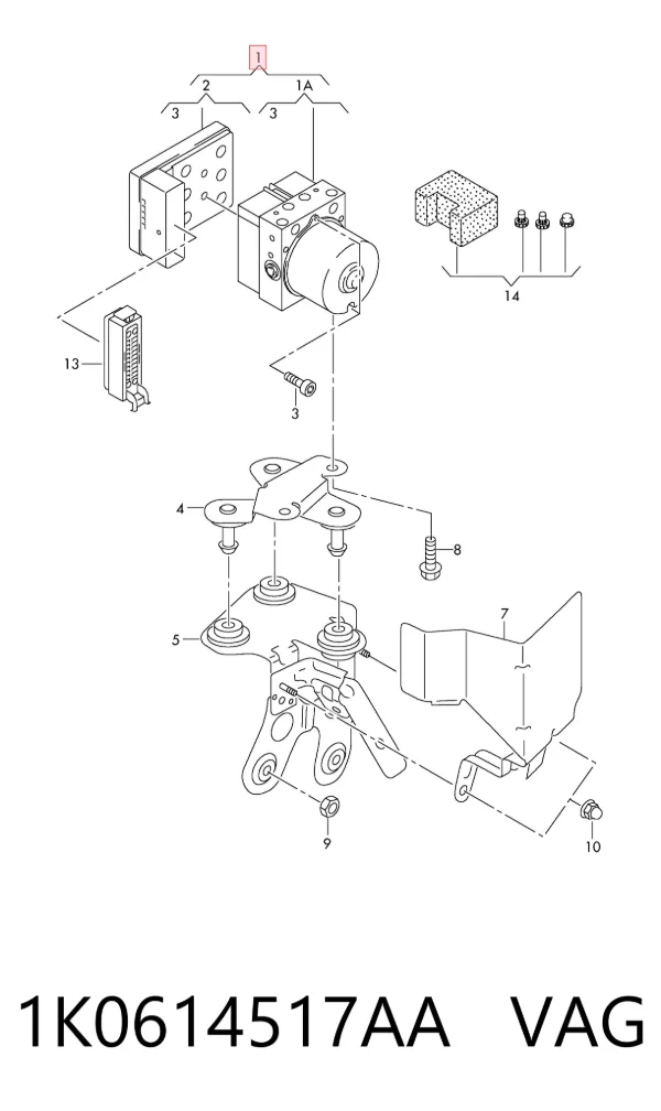 Sterownik ABS  hydrauliczny 1K0614517AA VAG