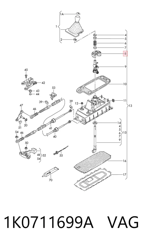 Tuleja mechanizmu zmiany biegów 1K0711699A VAG