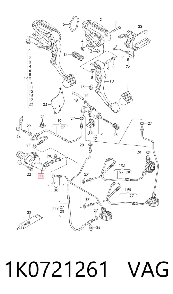 Cylinder roboczy sprzęgła 1K0721261 VAG