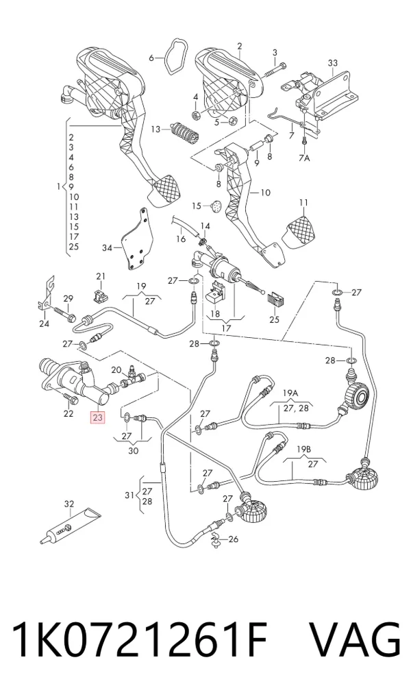 Cylinder roboczy sprzęgła 1K0721261F VAG