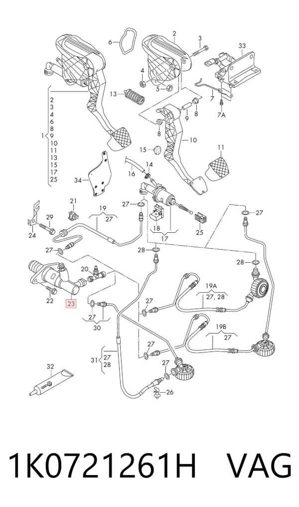 Cylinder roboczy sprzęgła 1K0721261H VAG