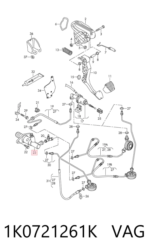 Cylinder roboczy sprzęgła 1K0721261K VAG