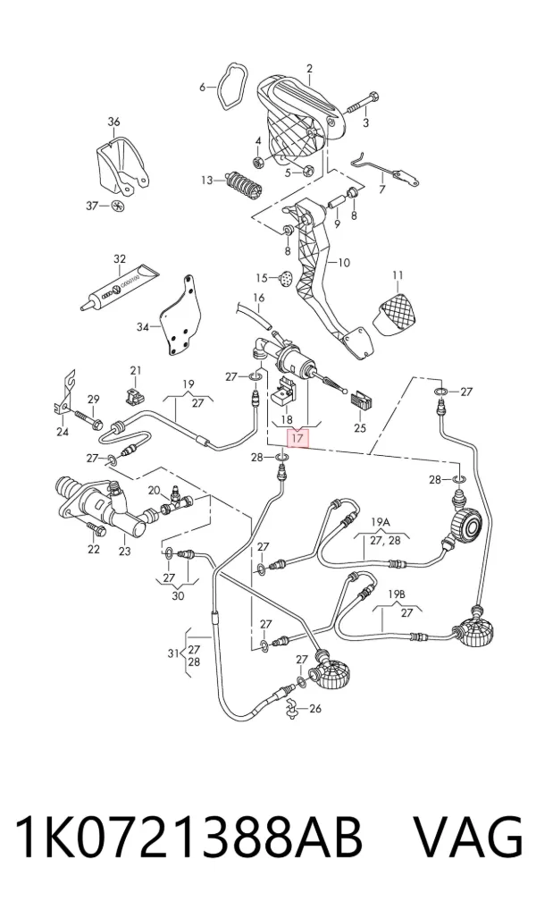 Cylinder sprzęgła główny 1K0721388AB VAG