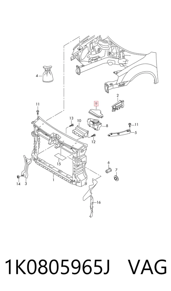 Wlot powietrza do filtra powietrza 1K0805965J VAG