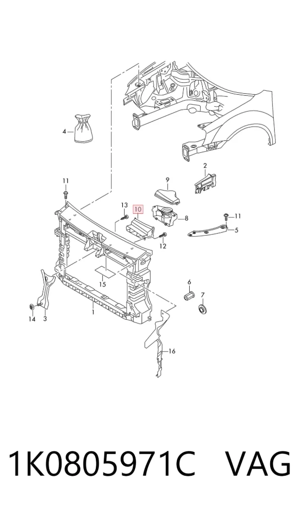 Wlot powietrza do filtra powietrza 1K0805971C VAG