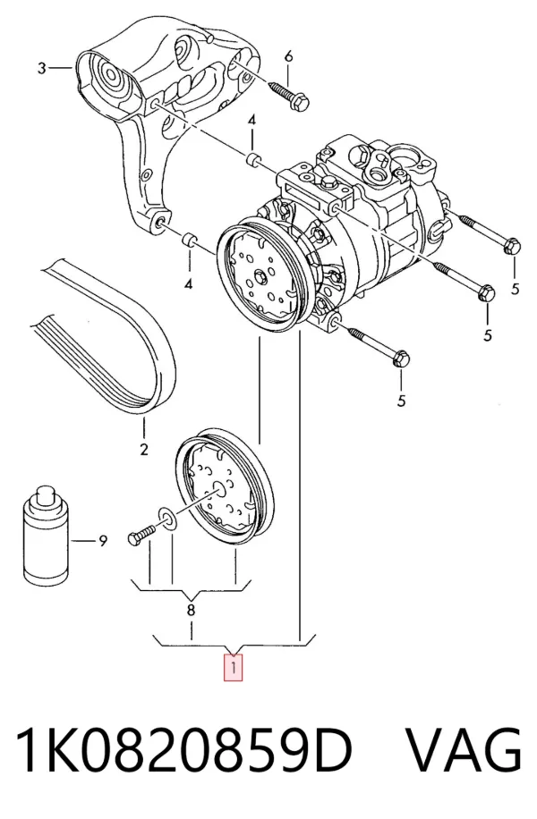 Sprężarka klimatyzacji 1K0820859D VAG