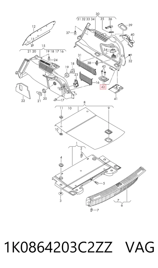 Hak mocowania ładunku 1K0864203C2ZZ VAG