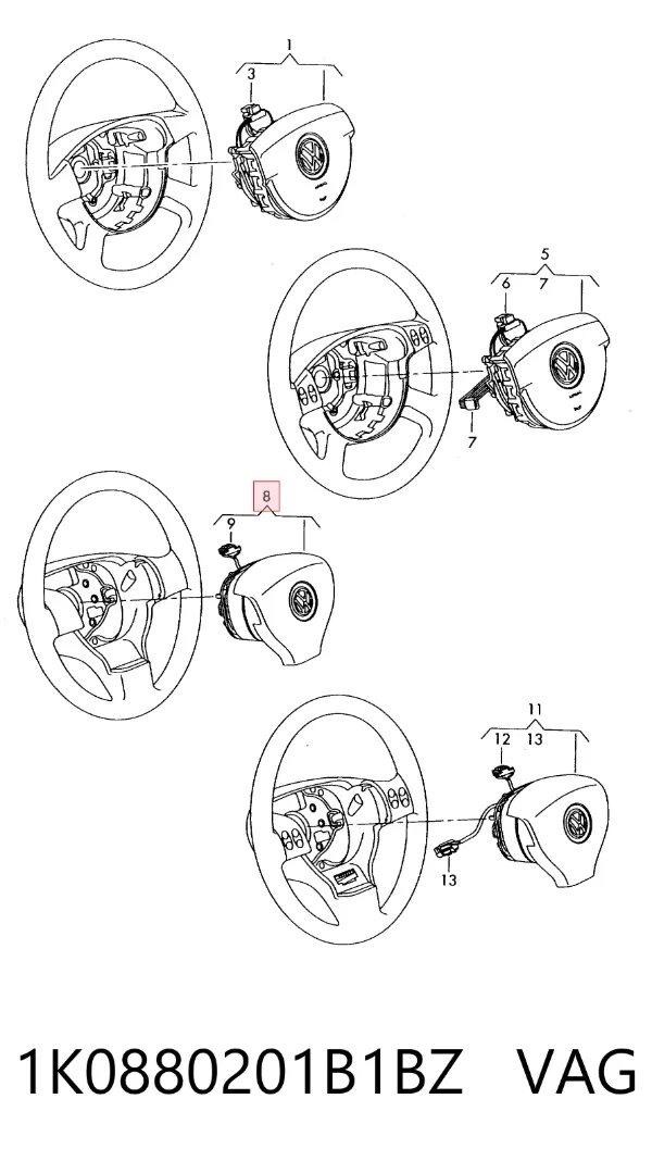 Poduszka powietrzna (Airbag) kierowcy 1K0880201B1BZ VAG