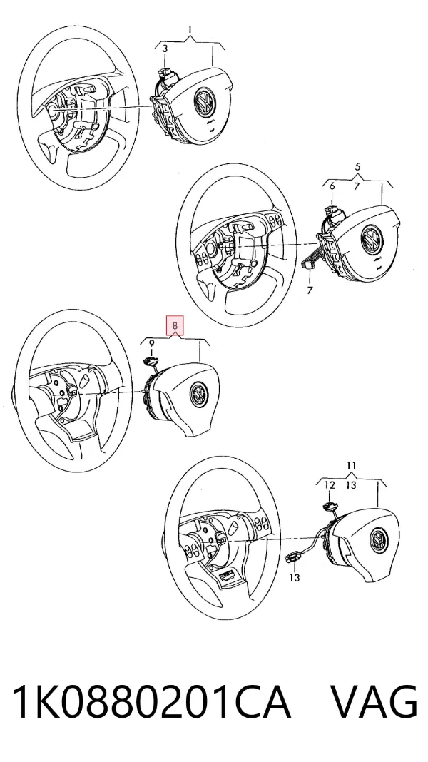 Poduszka powietrzna (Airbag) kierowcy 1K0880201CA VAG