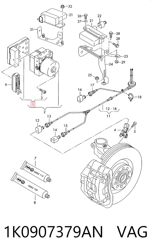 Sterownik ABS  hydrauliczny 1K0907379AN VAG