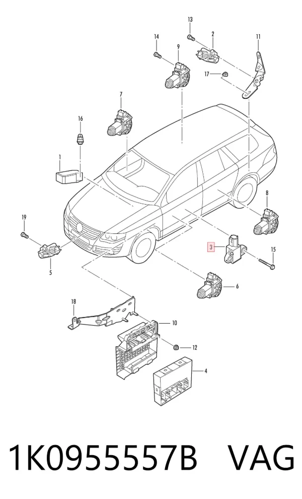 Czujnik AIRBAG przedni 1K0955557B VAG