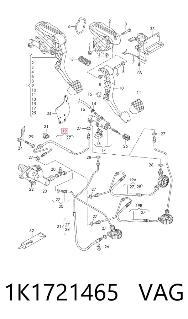 Przewód sprzęgła 1K1721465 VAG