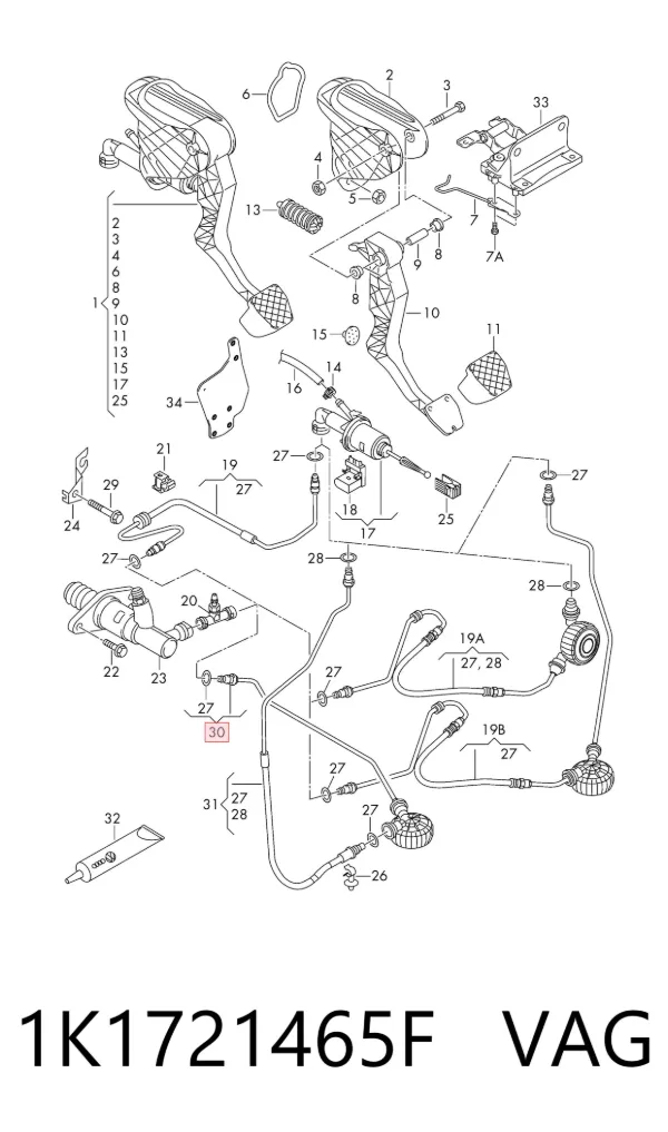 Zestaw naprawczy cylindra głównego sprzęgła 1K1721465F VAG