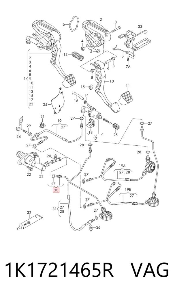 Zestaw naprawczy cylindra głównego sprzęgła 1K1721465R VAG