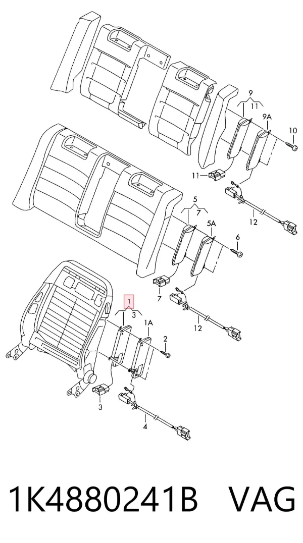 Poduszka powietrzna (AIRBAG) pleców fotela lewego 1K4880241B VAG
