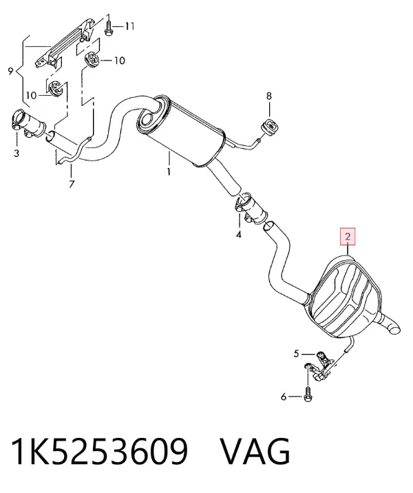Tłumik, tylna część 1K5253609 VAG