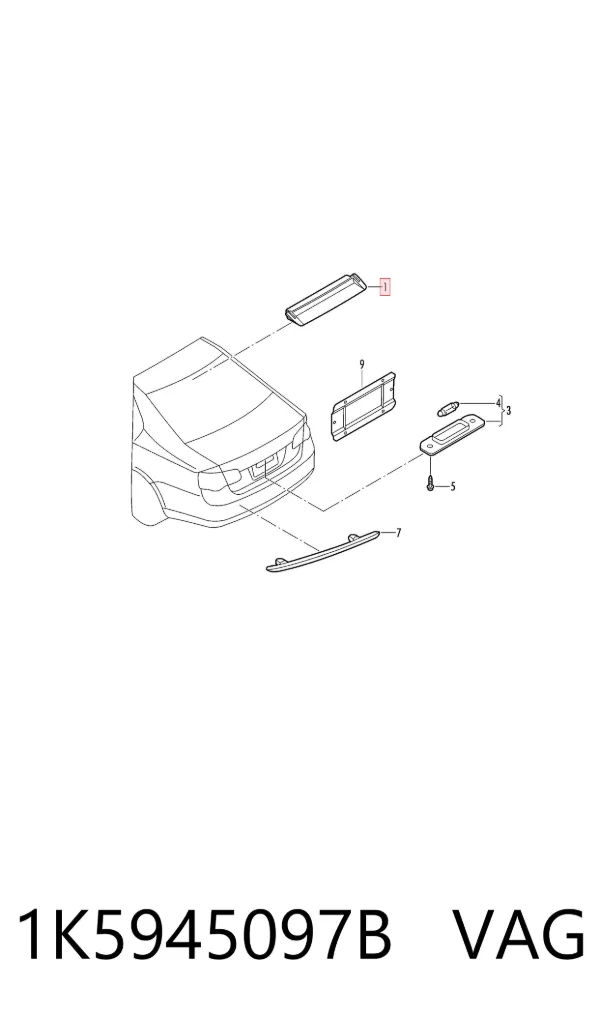 Lampa stop tylna dodatkowa 1K5945097B VAG