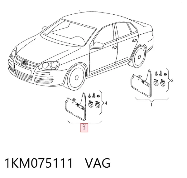 Chlapacze przednie, zestaw 1KM075111 VAG