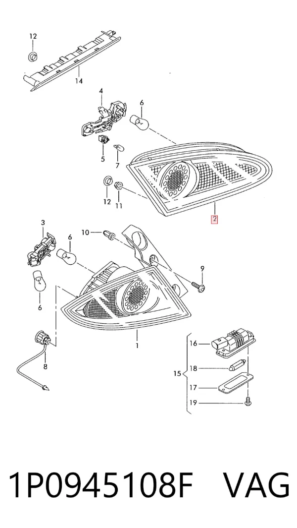 Lampa zespolona tylna prawa wewnętrzna 1P0945108F VAG