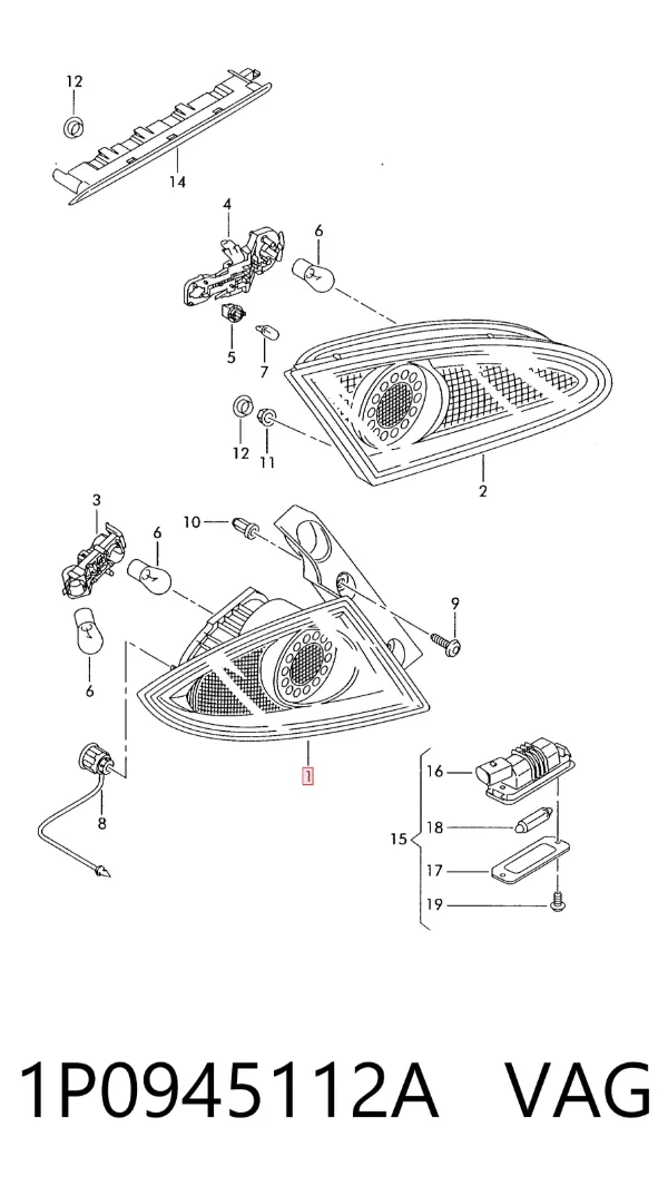 Lampa zespolona tylna prawa zewnętrzna 1P0945112A VAG