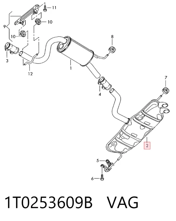 Tłumik, tylna część 1T0253609B VAG