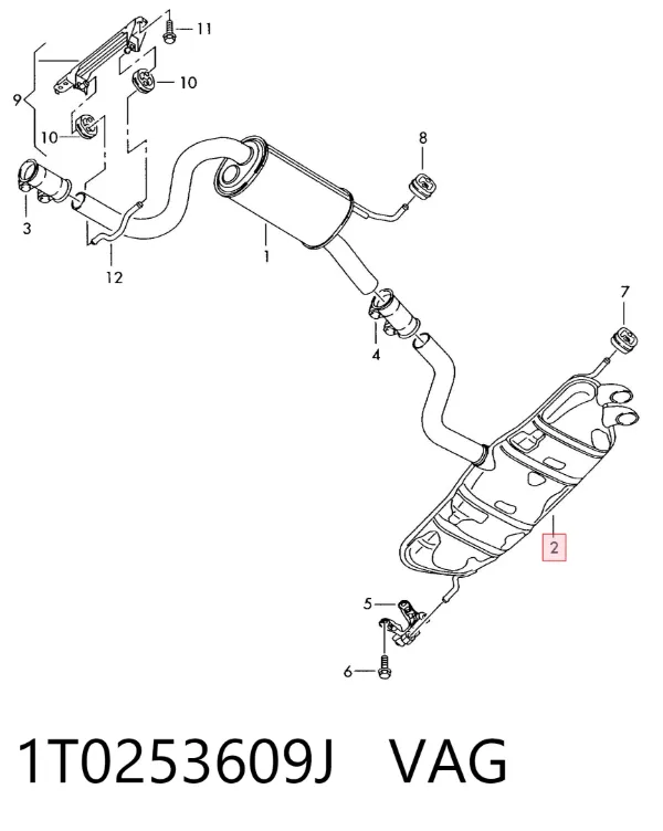 Tłumik, tylna część 1T0253609J VAG