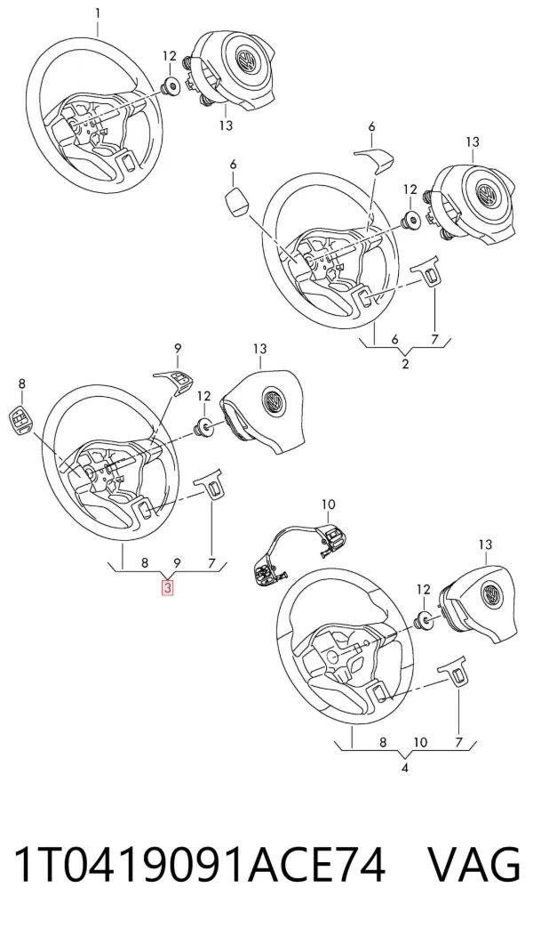 Kierownica 1T0419091ACE74 VAG