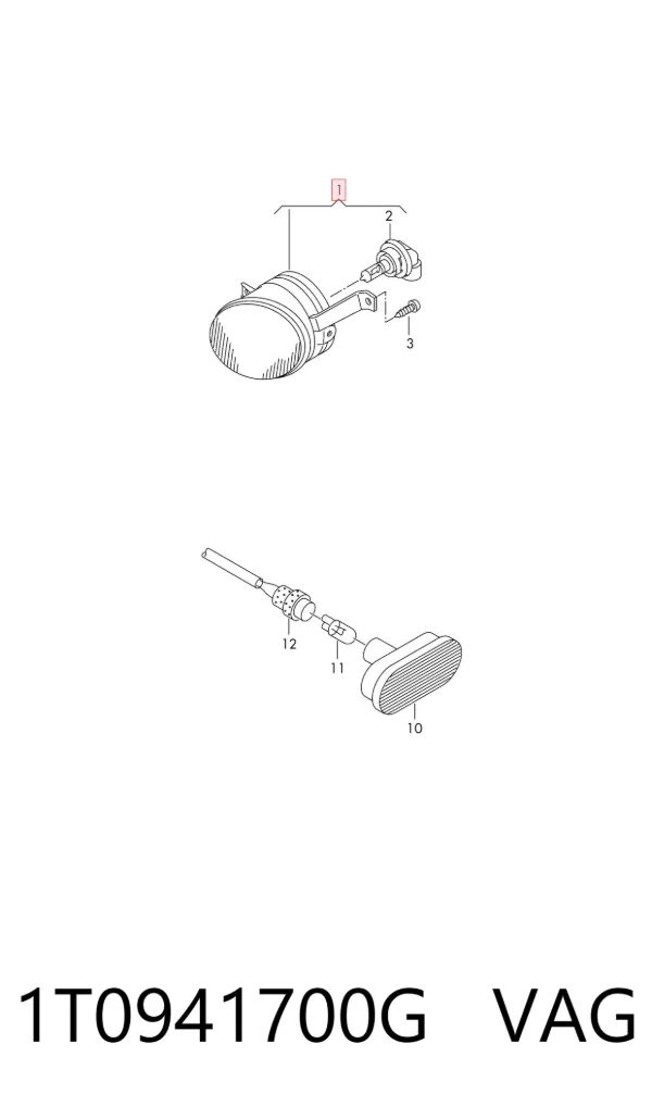 Lampa przeciwmgielna prawa 1T0941700G VAG