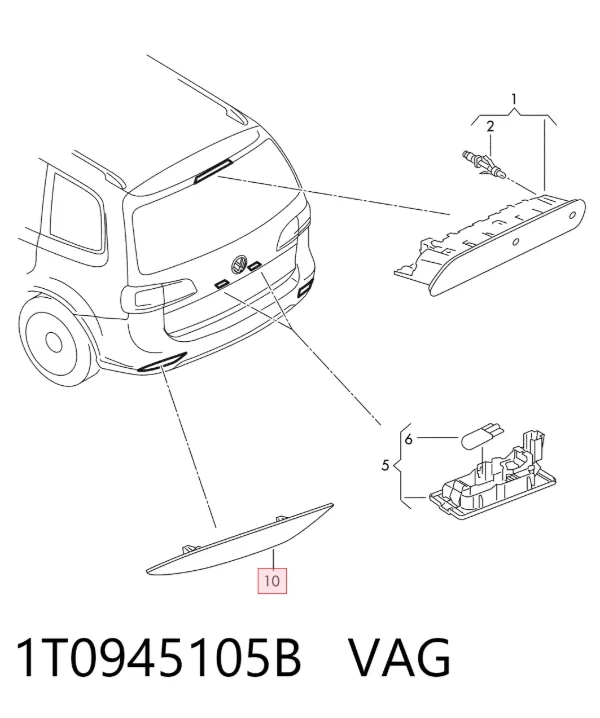 Lampa odblaskowa zderzaka tylnego lewa 1T0945105B VAG