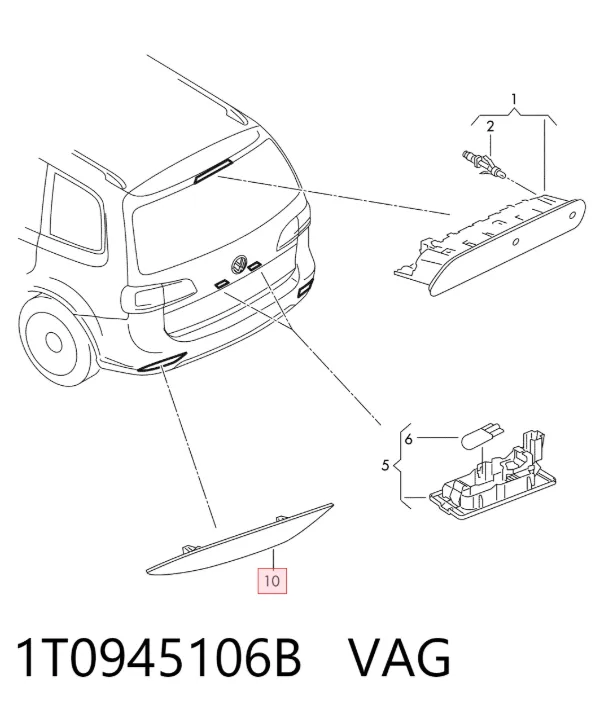 Lampa odblaskowa zderzaka tylnego prawa 1T0945106B VAG