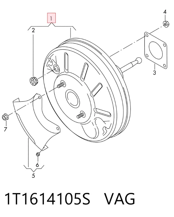 Wzmacniacz próżniowy hamulców 1T1614105S VAG