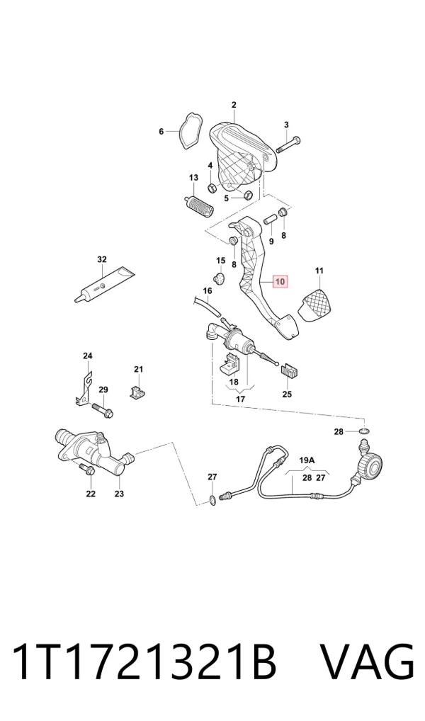 Pedał sprzęgła 1T1721321B VAG