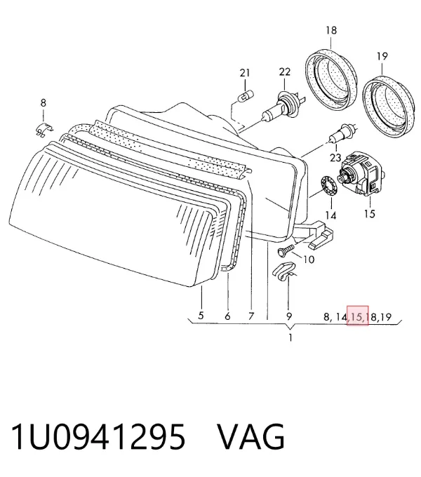 Korektor swiatel 1U0941295 VAG