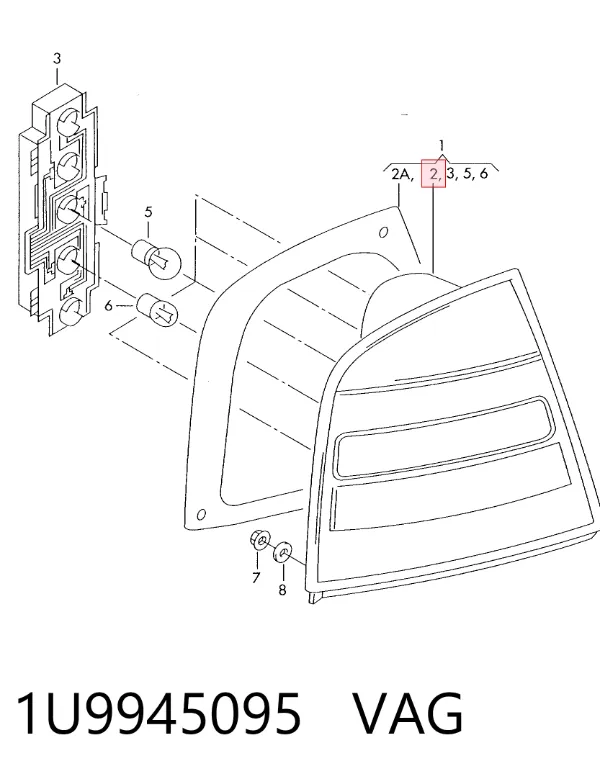 Lampa zespolona tylna lewa 1U9945095 VAG