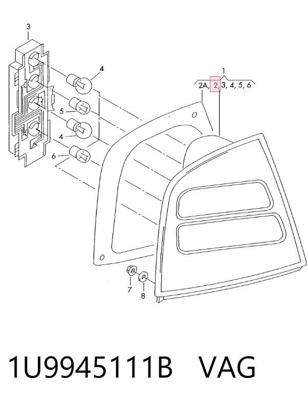 Lampa zespolona tylna lewa 1U9945111B VAG