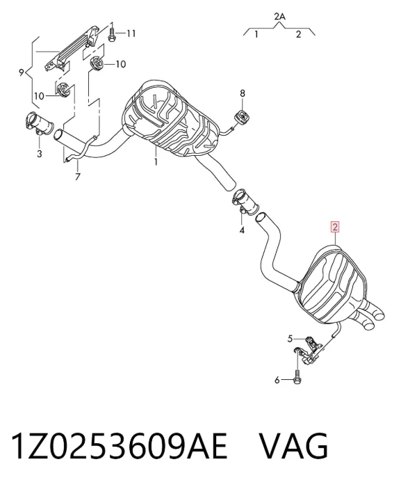 Tłumik, tylna część 1Z0253609AE VAG