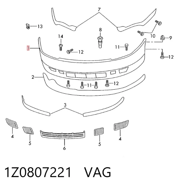 Zderzak przedni 1Z0807221 VAG