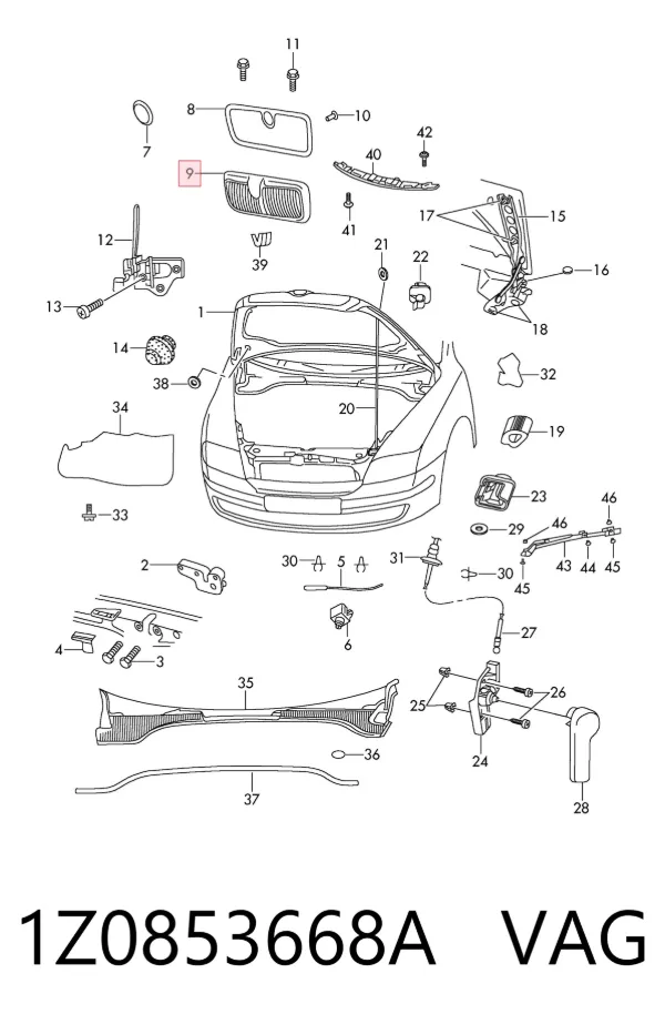 Atrapa chłodnicy 1Z0853668A VAG