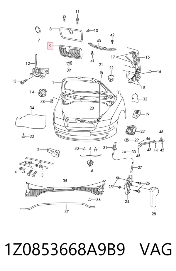 Atrapa chłodnicy 1Z0853668A9B9 VAG