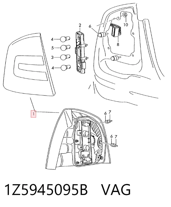 Lampa zespolona tylna lewa 1Z5945095B VAG