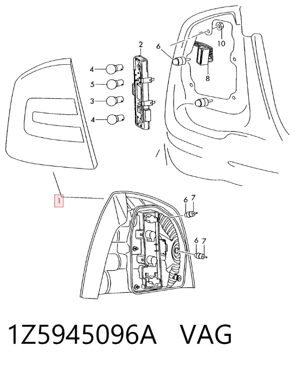 Lampa zespolona tylna prawa 1Z5945096A VAG
